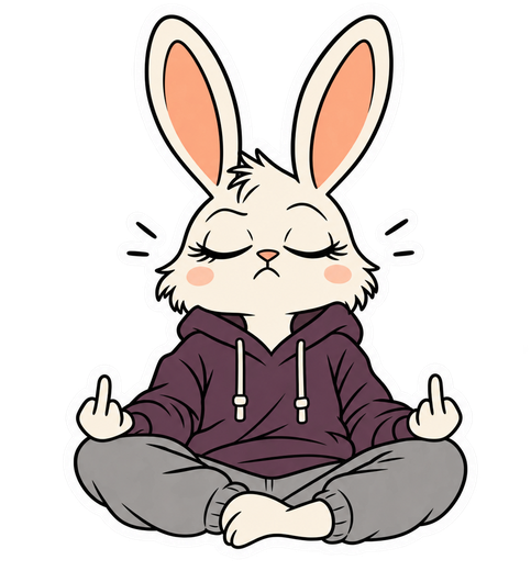 Beta meditando con los dedos corazón levantados
